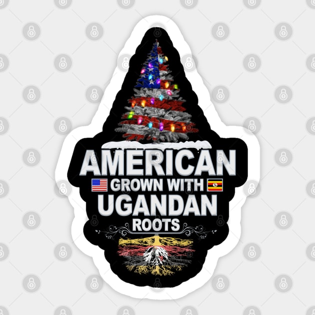 Christmas Tree  American Grown With Ugandan Roots - Gift for Ugandan From Uganda Sticker by Country Flags
